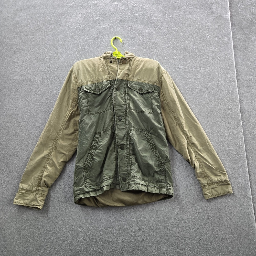 Hollister Men Jacket M Green Cotton Nylon Colorblock Utility READ